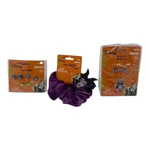 Disney Villains Claire's Jewelry Set Earrings Necklace Scrunchie Maleficent‎